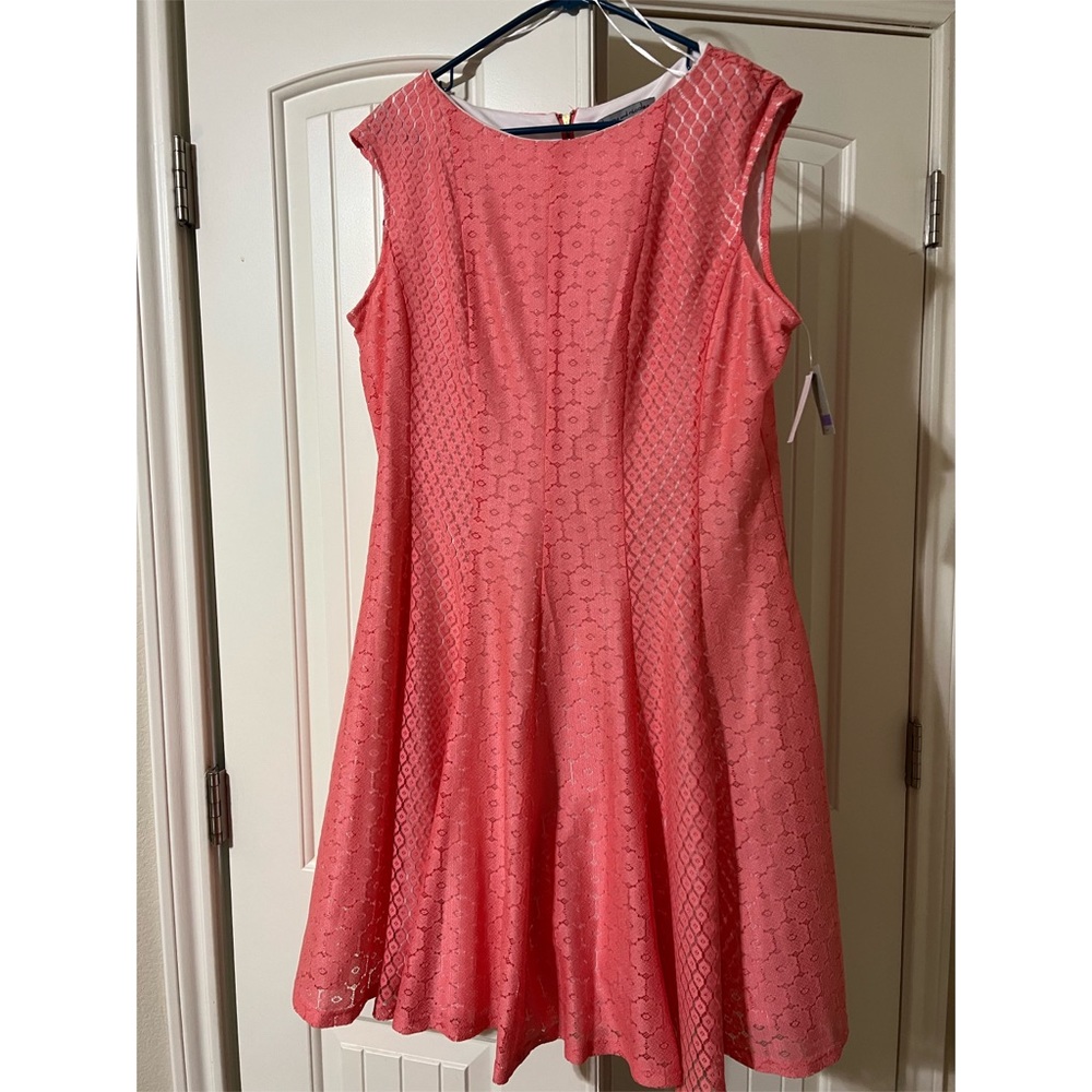 Danny & Nicole Coral Floral Detail Dress